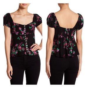 Free People Close to You Floral Top Blouse